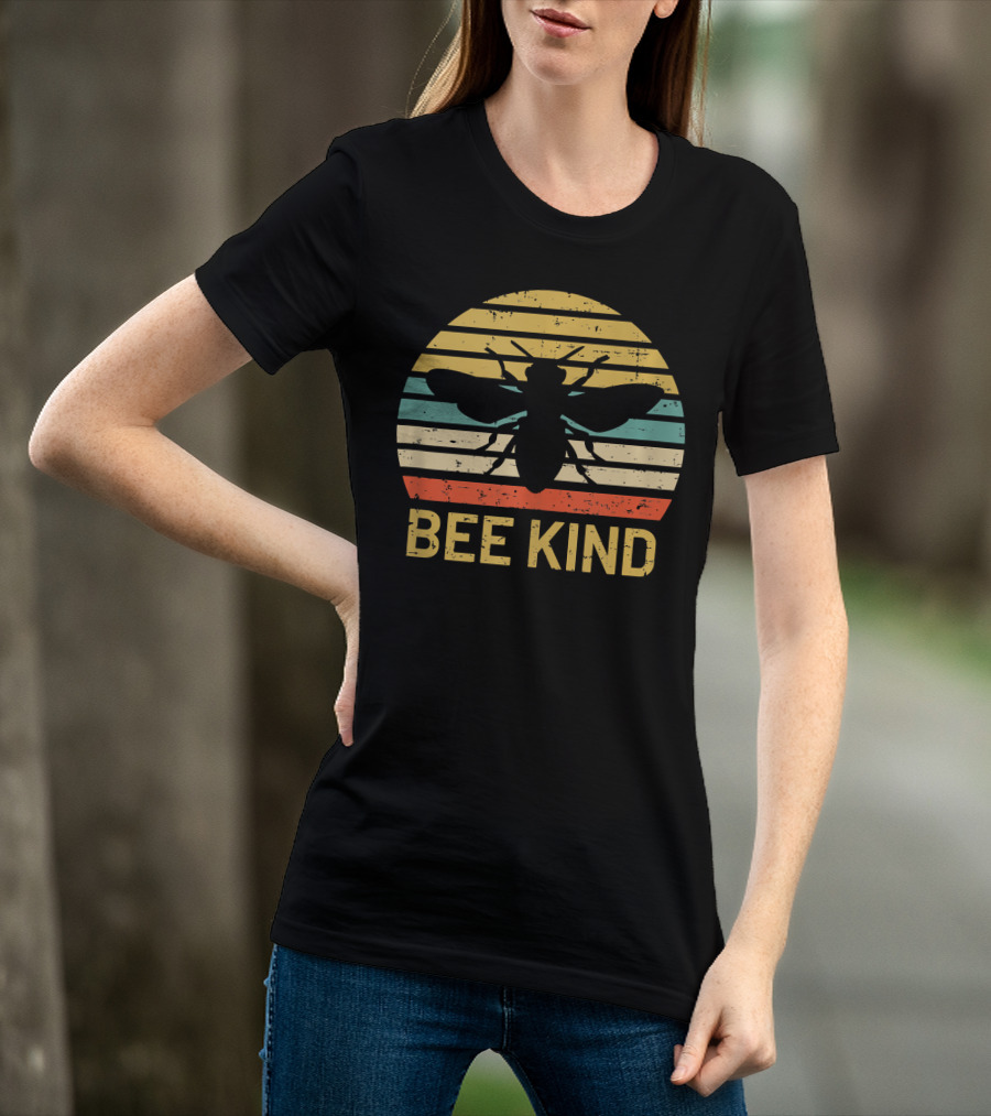 Bee Kind Vintage Style Honey Bee Silhouette Awareness T-Shirt