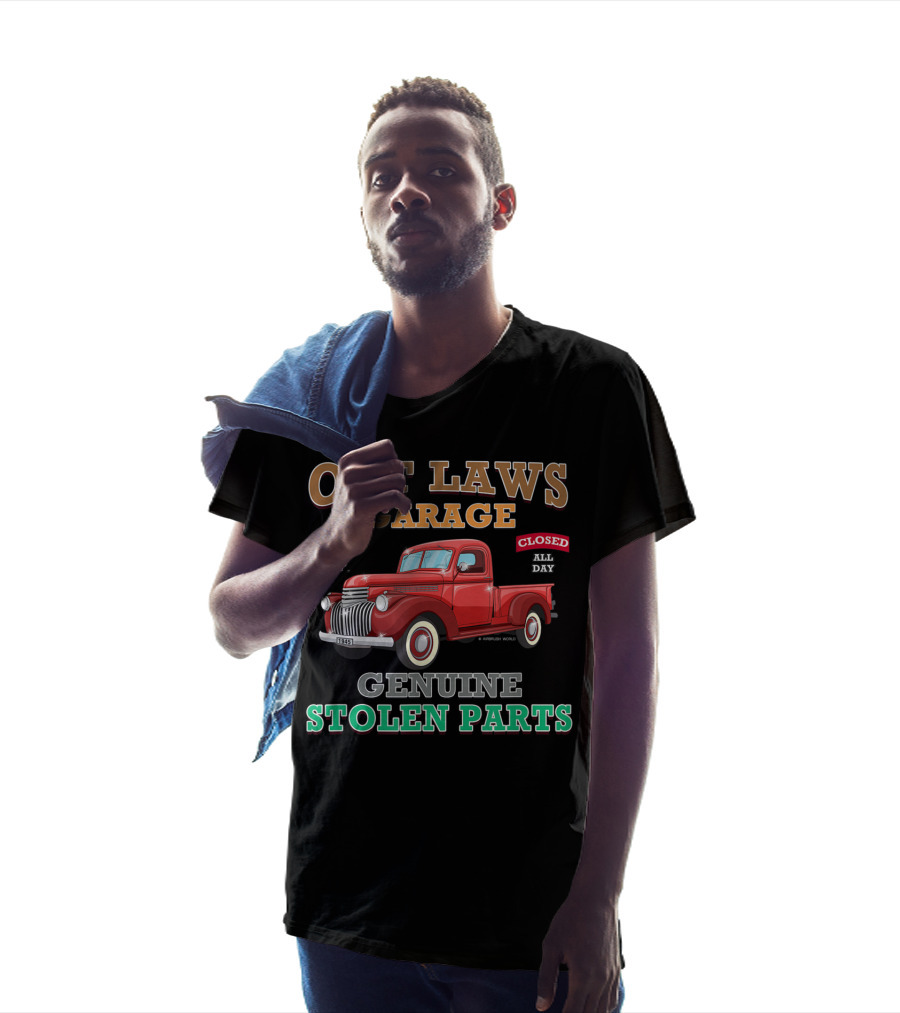 Outlaws Garage Genuine Stolen Parts Classic Hot Rod Open All Night Closed All Day T-Shirt