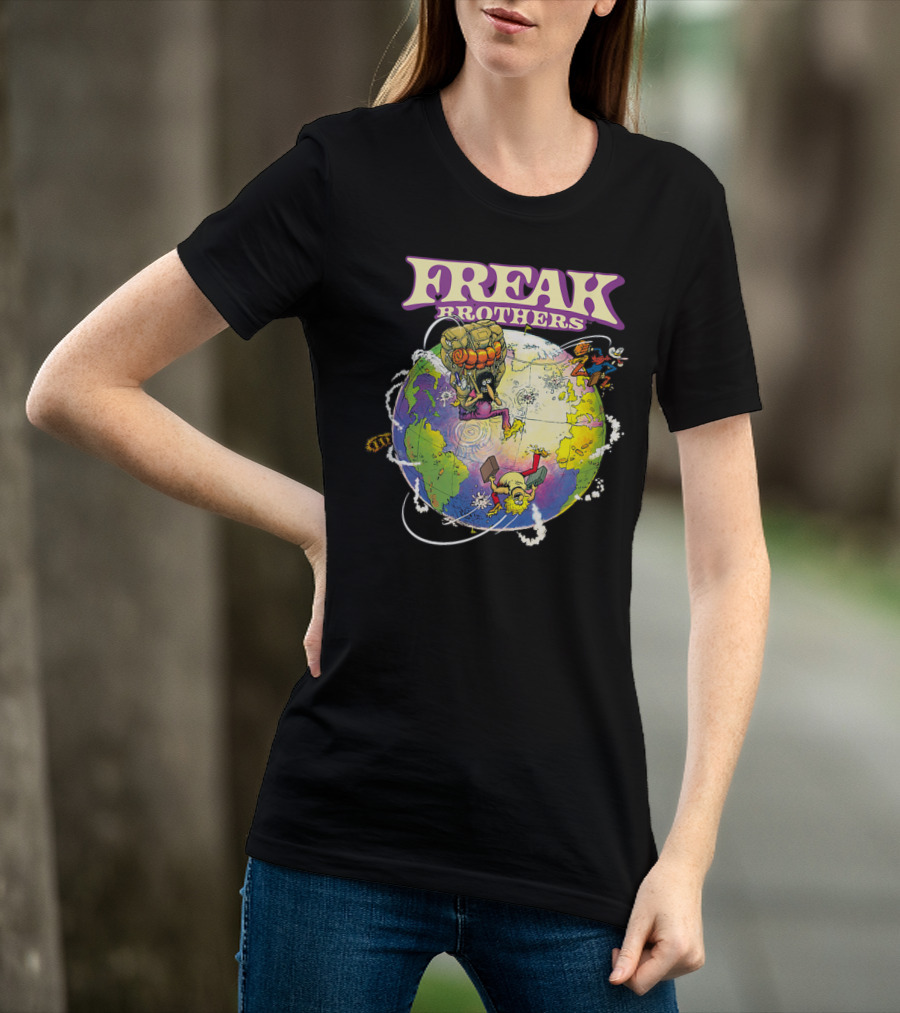 Freak Brothers World Adventures With Cartoon Characters T-Shirt
