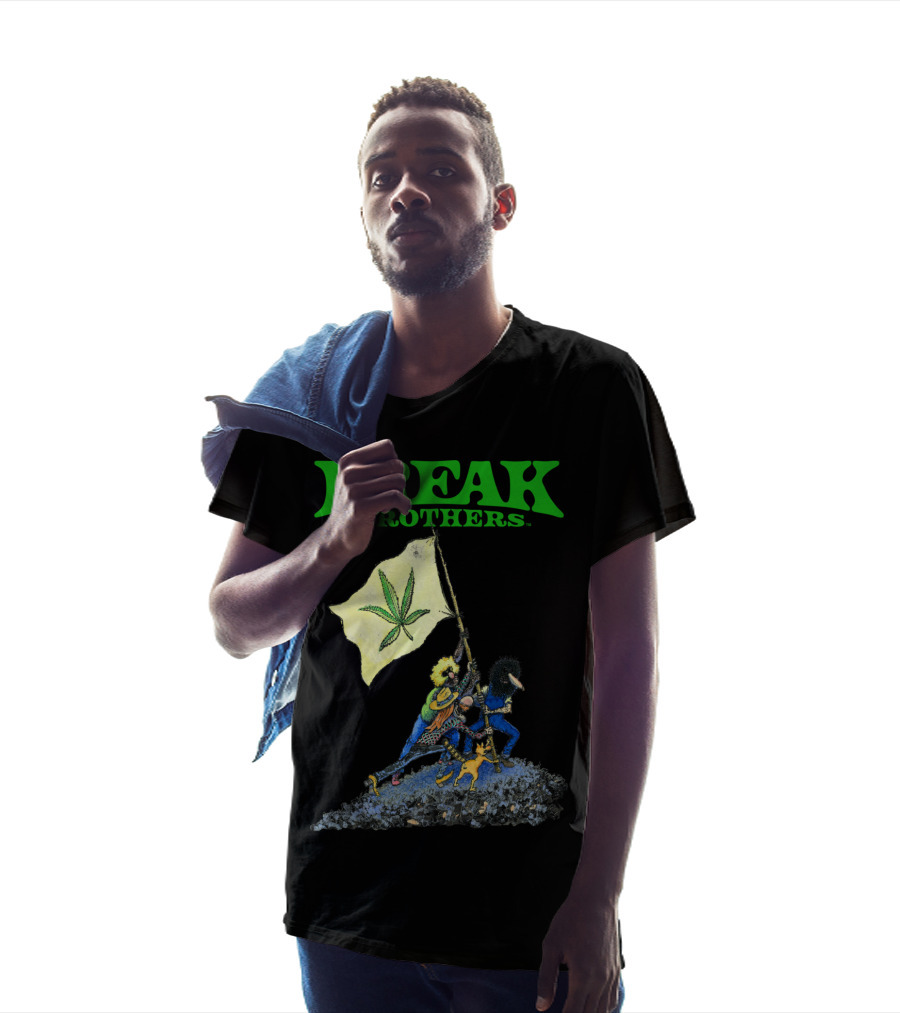 Freak Brothers Raise The Flag Cannabis Leaf Iconic Comic T-Shirt