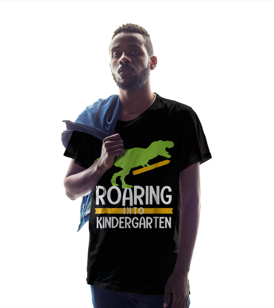Roaring Into Kindergarten Back To School Dinosaur T-Shirt