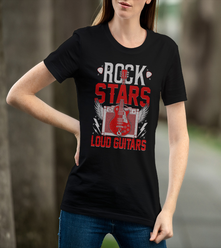 Rock Stars Loud Guitars Vintage Amplifier And Wings T-Shirt