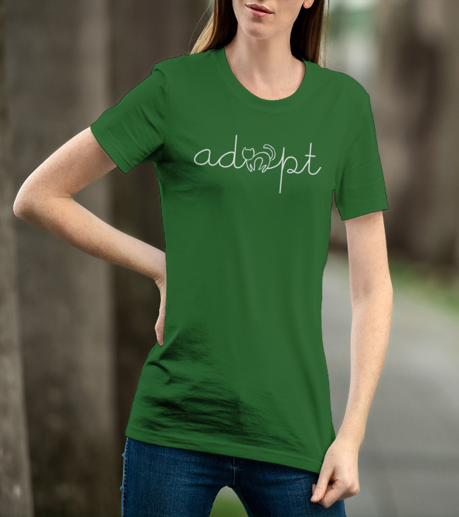 Adopt A Cat With Minimalist Line Art Cat T-Shirt
