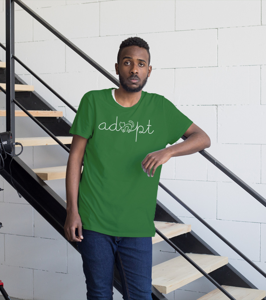 Adopt A Cat With Minimalist Line Art Cat T-Shirt