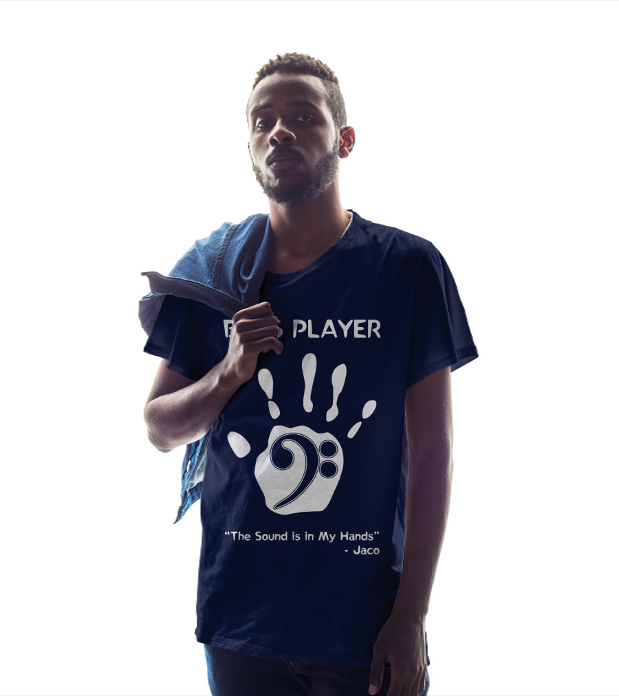Bass Player The Sound Is In My Hands Jaco Handprint Clef T-Shirt