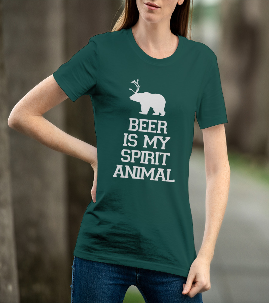 Beer Is My Spirit Animal Bear With Antlers T-Shirt