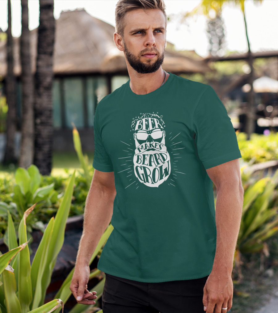 Beer Makes Beard Grow Bubbles And Sunglasses T-Shirt