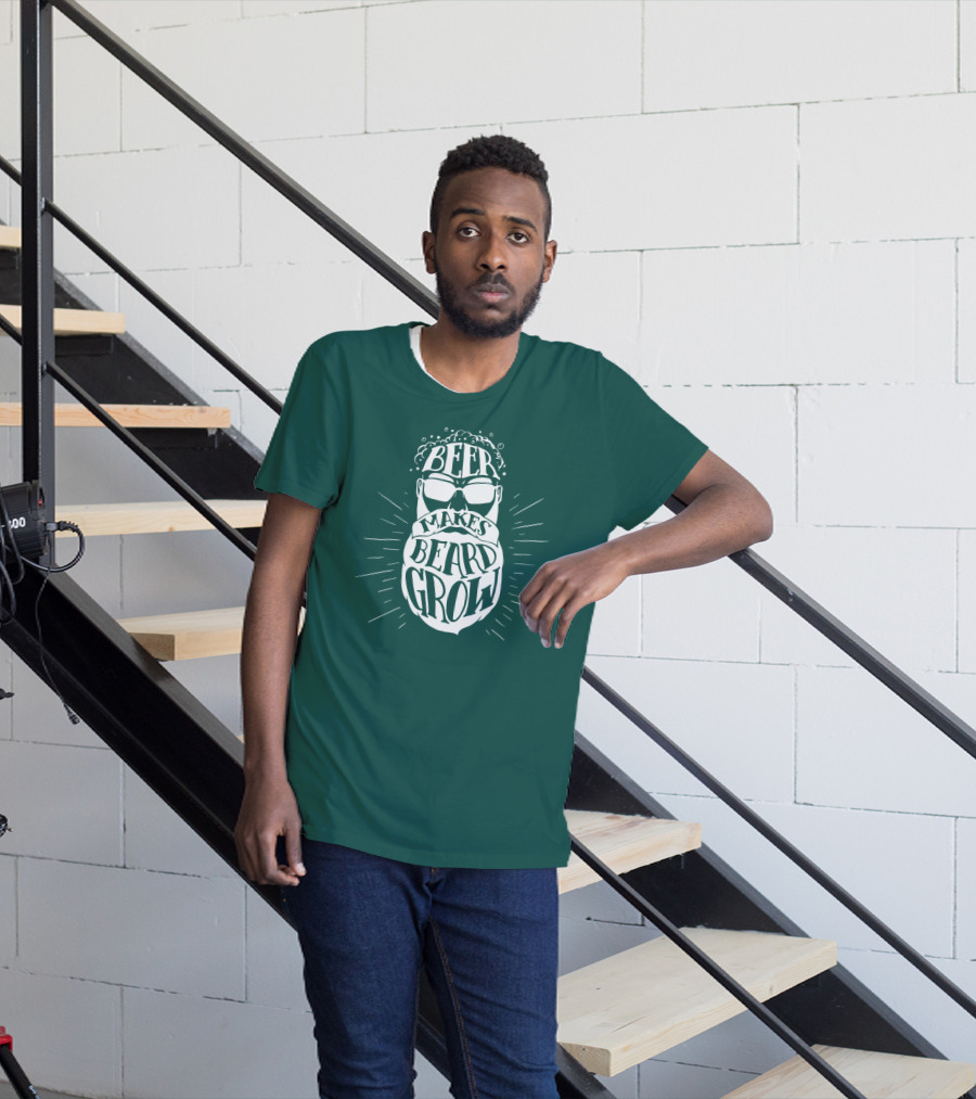 Beer Makes Beard Grow Bubbles And Sunglasses T-Shirt