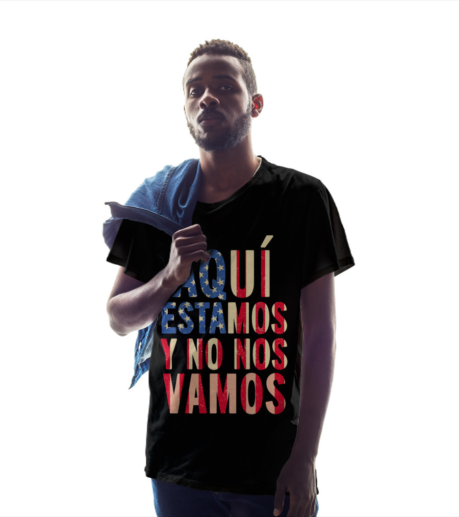 AQUÍ ESTAMOS Y NO NOS VAMOS USA Flag Colors T-Shirt