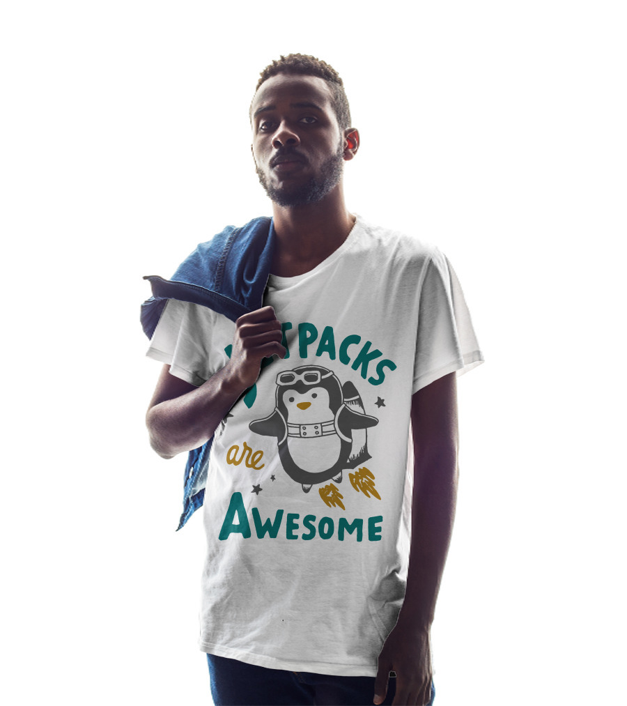 Jetpacks Are Awesome Penguin With Goggles And Stars T-Shirt