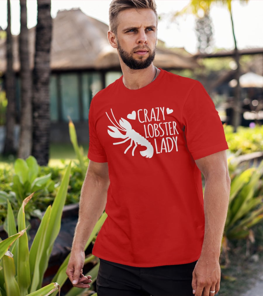 Crazy Lobster Lady With Hearts T-Shirt