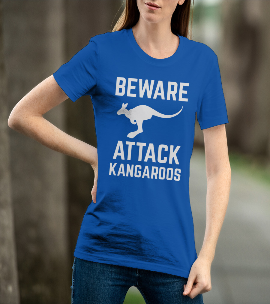Beware Attack Kangaroos Warning Sign T-Shirt