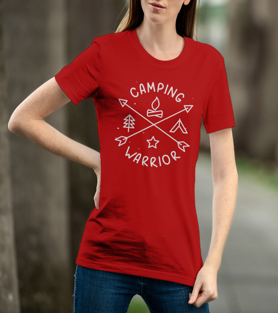 Camping Warrior Arrows Fire Tent Tree Star T-Shirt