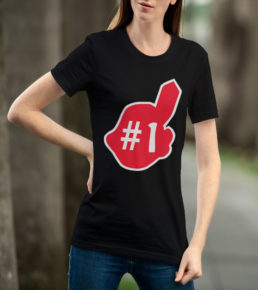 1 Cleveland Hometown Indian Tribe Vintage B Number 1 Foam Finger T-Shirt