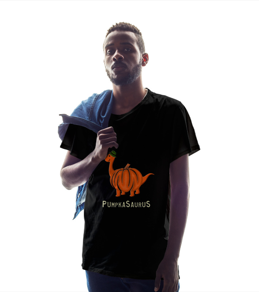 Pumpkasaurus Dinosaur With Green Hat Pumpkin Body T-Shirt