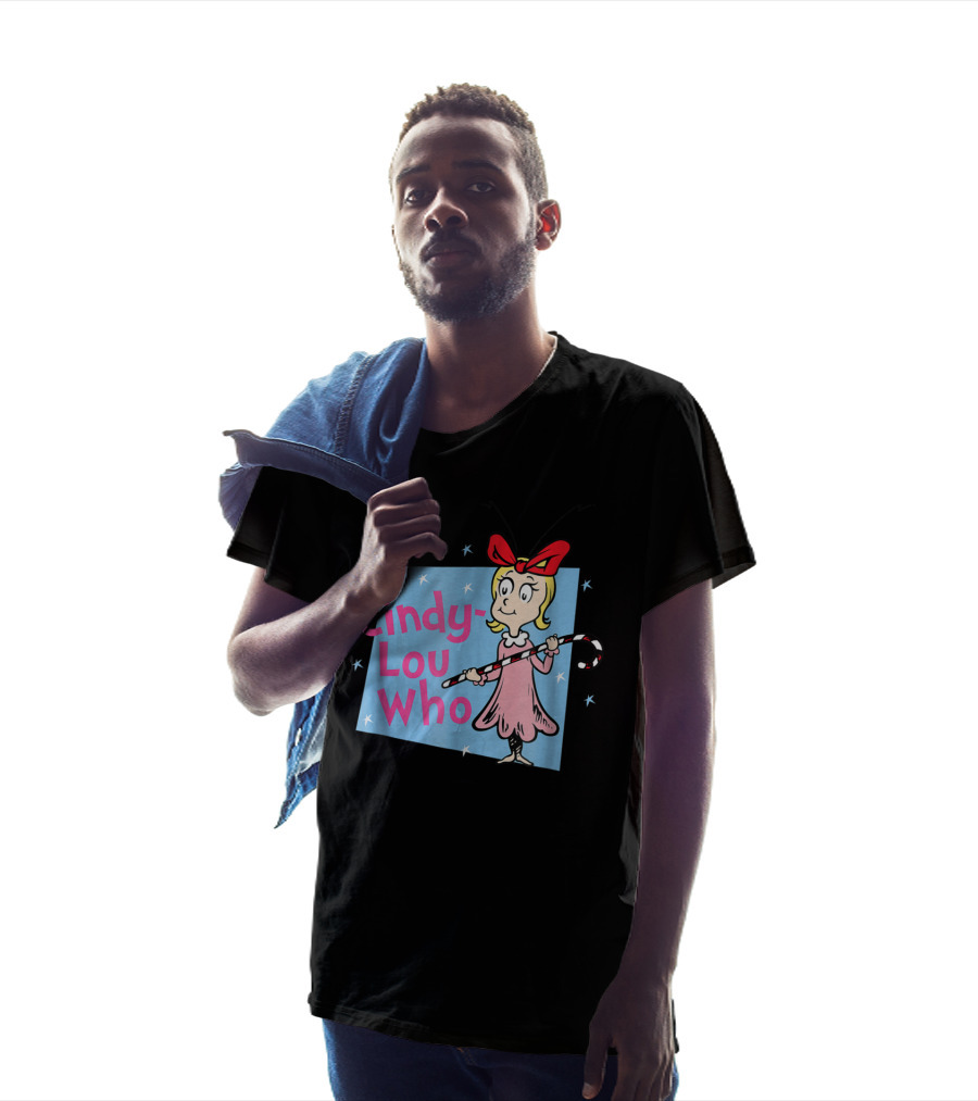 Cindy Lou Who Dr. Seuss Character With Candy Cane And Red Bow T-Shirt