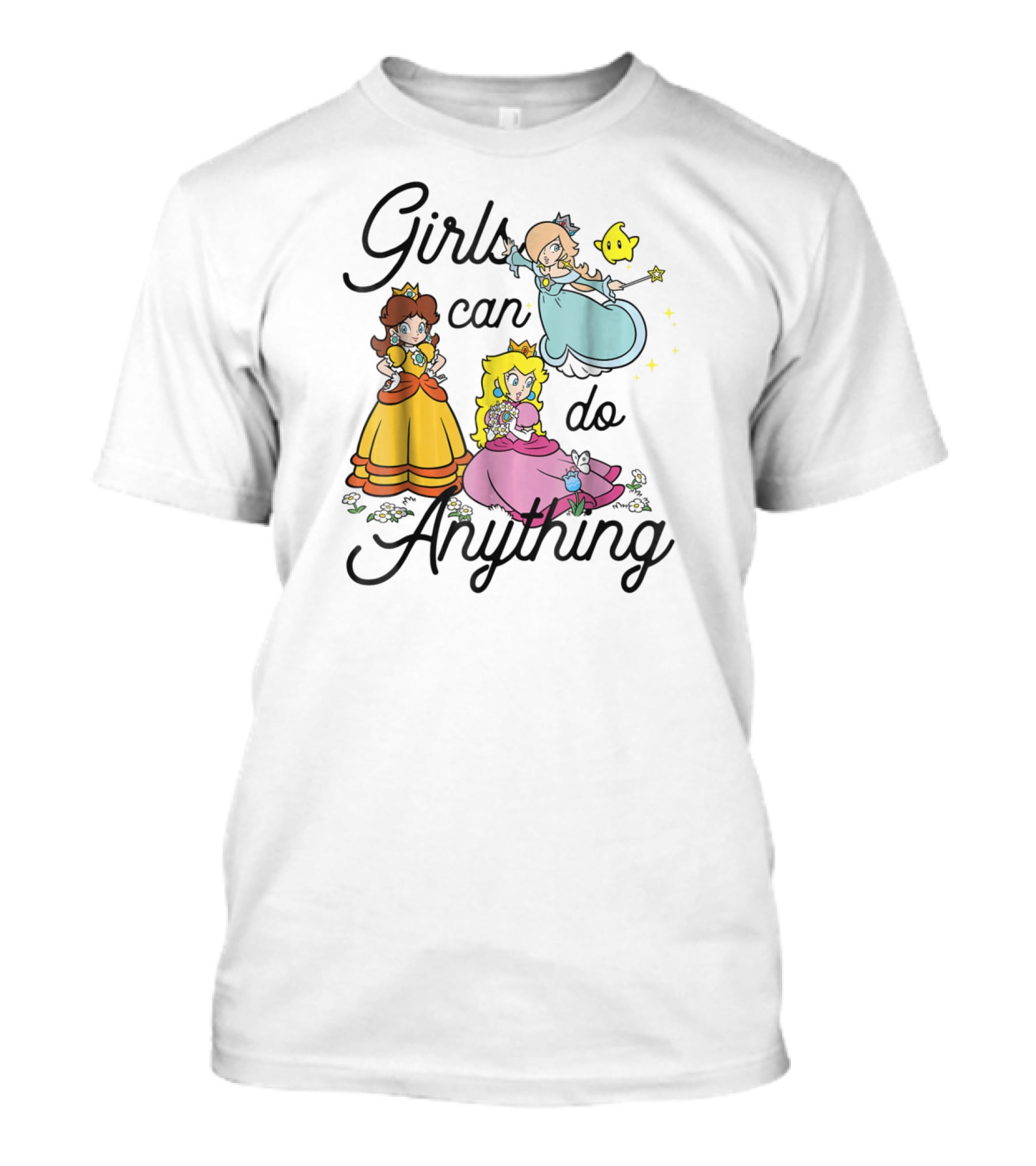 Girls Can Do Anything Super Mario Peach Daisy Rosalina Group Shot T-Shirt