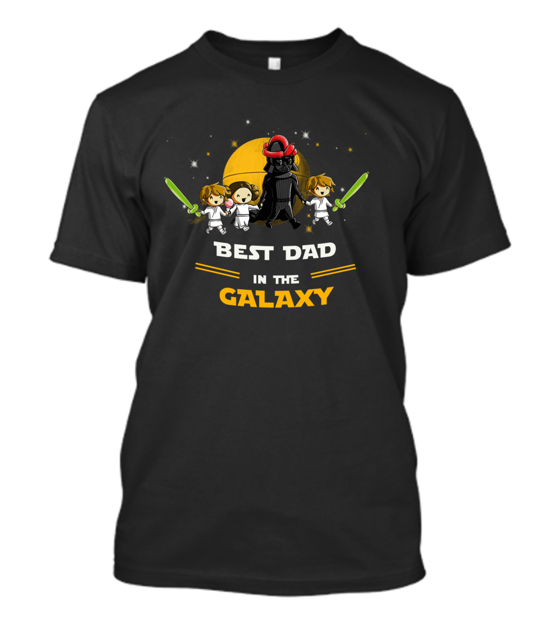 Best Dad In The Galaxy Two Sons One Daughter Father's Day Star Wars T-Shirt