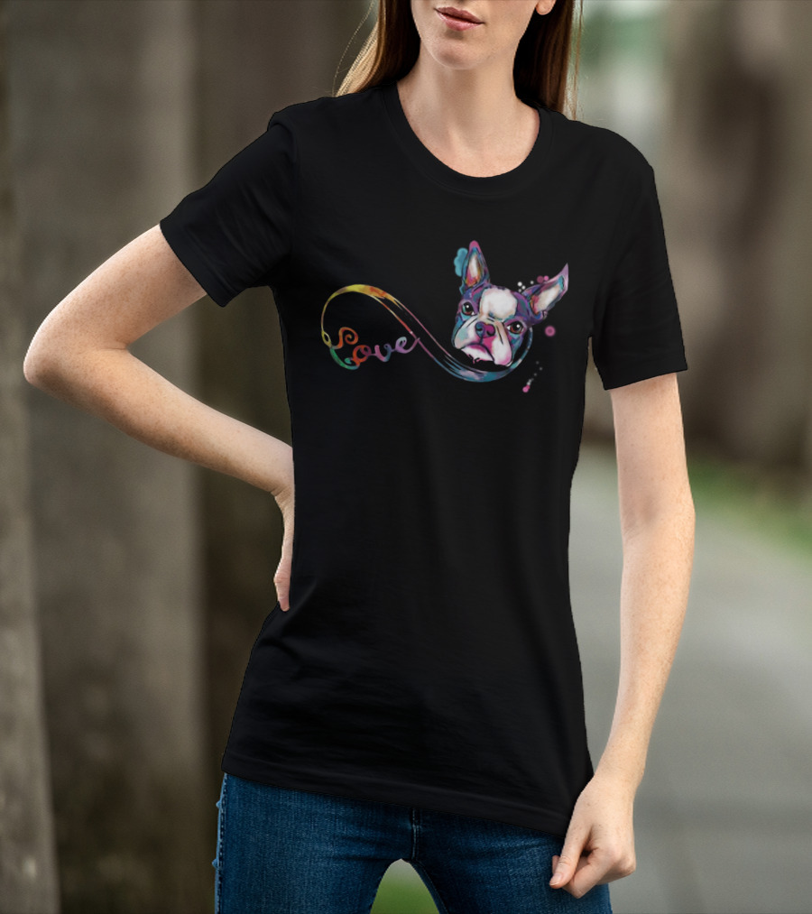 Love Boston Terrier Rainbow T-Shirt