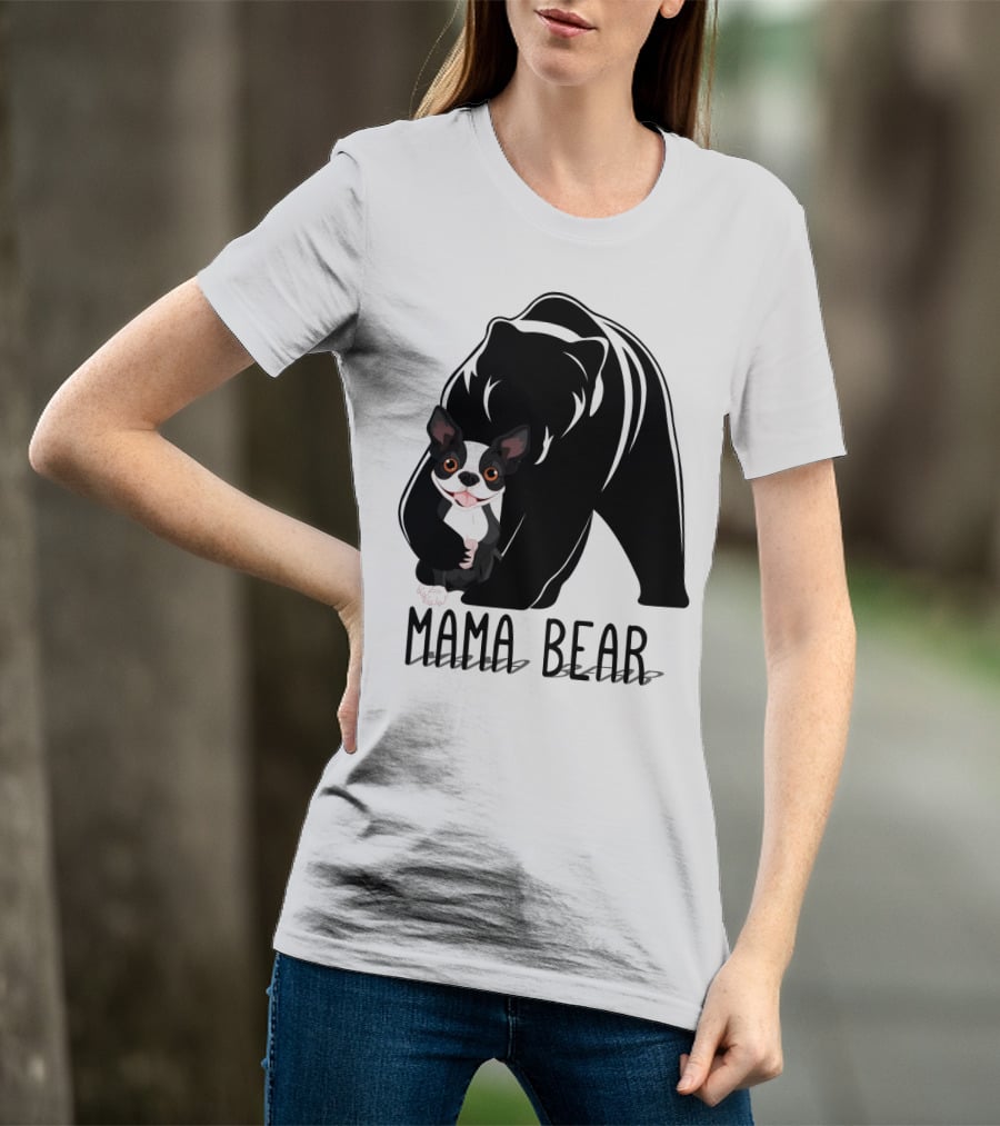 Mama Bear With Cute Dog Companion T-Shirt