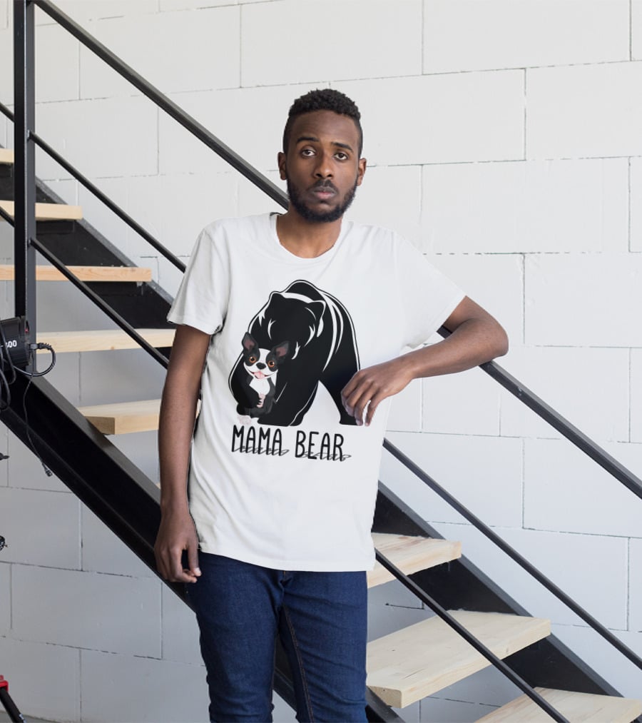 Mama Bear With Cute Dog Companion T-Shirt