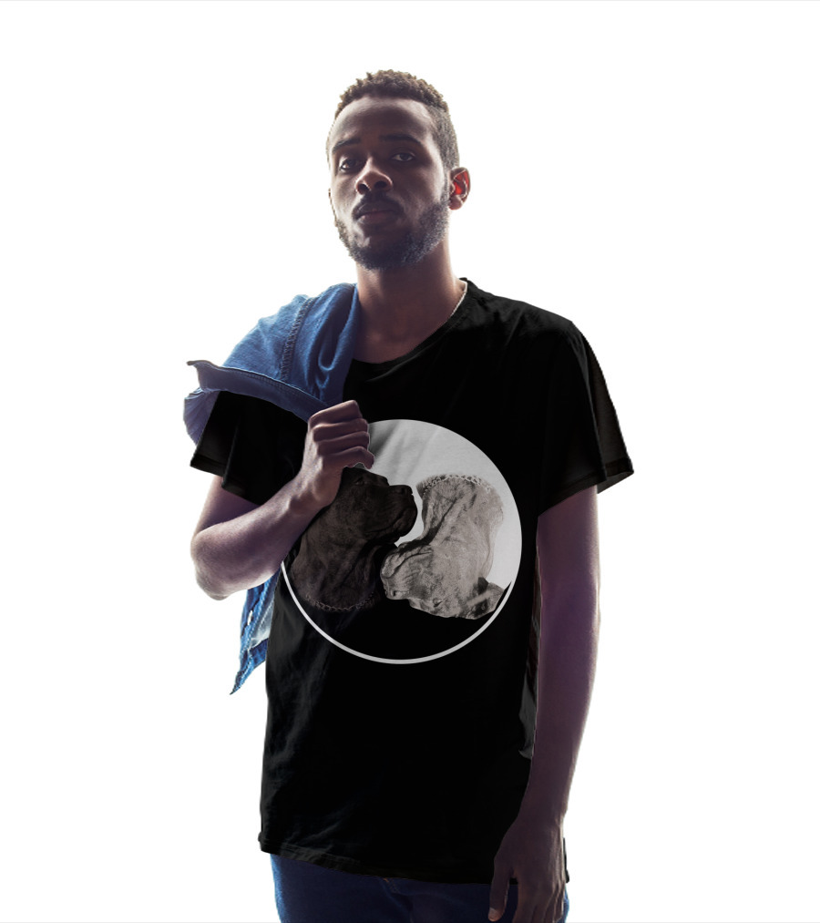 Cane Corso Yin Yang Circle With Black And White Dog Heads T-Shirt