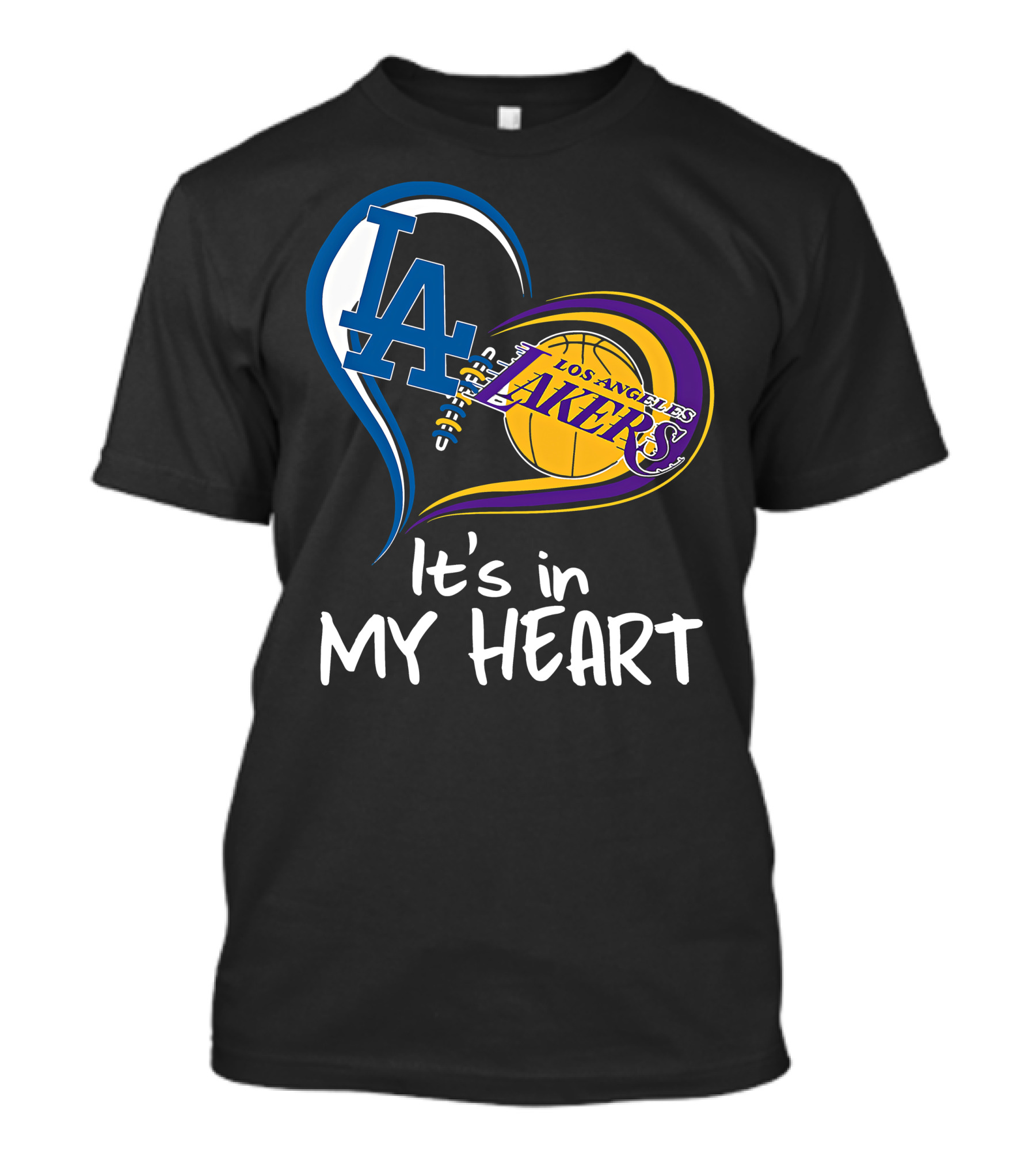 Los Angeles Dodgers LA Heart Los Angeles Lakers It's In My Heart T-Shirt