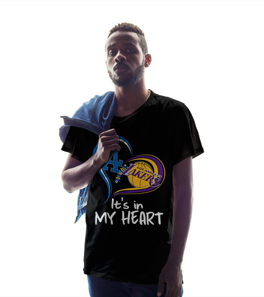 Los Angeles Dodgers LA Heart Los Angeles Lakers It's In My Heart T-Shirt