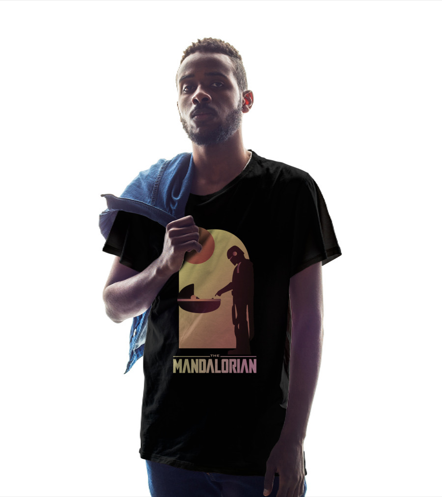 The Mandalorian Bounty Hunter Encounter Sunset Scene T-Shirt