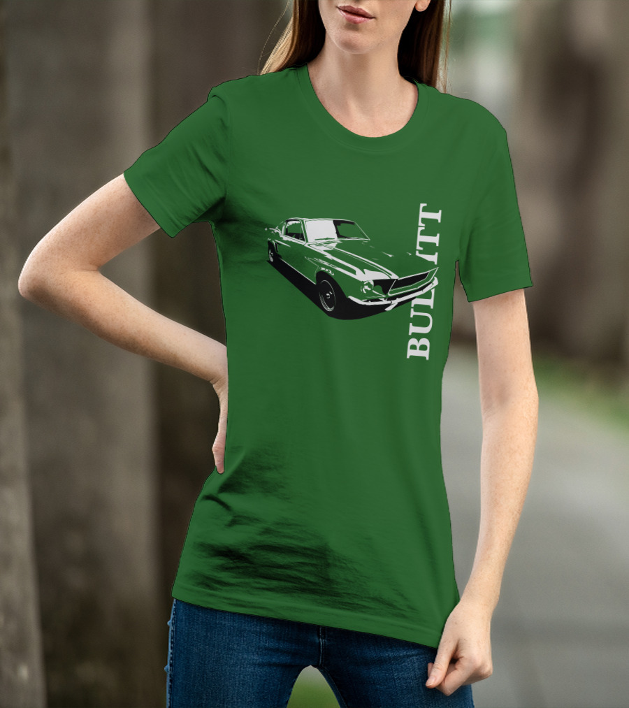 Bullitt Classic Car Green Mustang T-Shirt