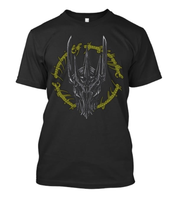 Sauron Helmet With Elvish Ring Inscription Lord Of The Rings T-Shirt