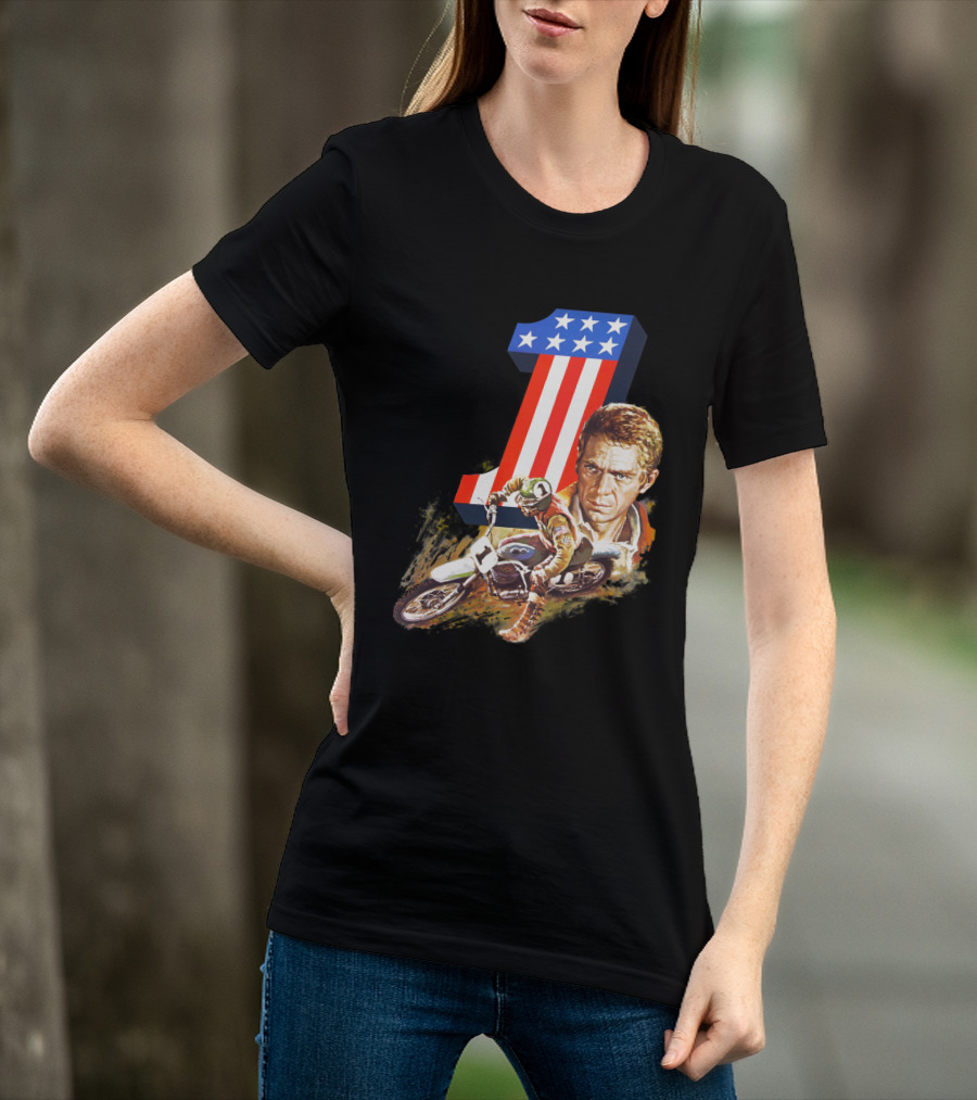 Steve McQueen Motorcycle Number One On Any Sunday T-Shirt