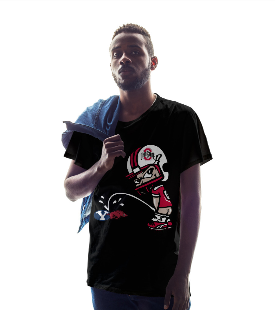 Ohio State Buckeyes College Football Rivalry Cartoon Helmet T-Shirt