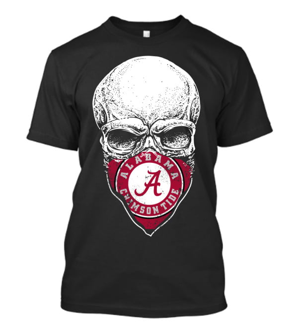 Alabama Crimson Tide A Logo Skull Face Mask T-Shirt