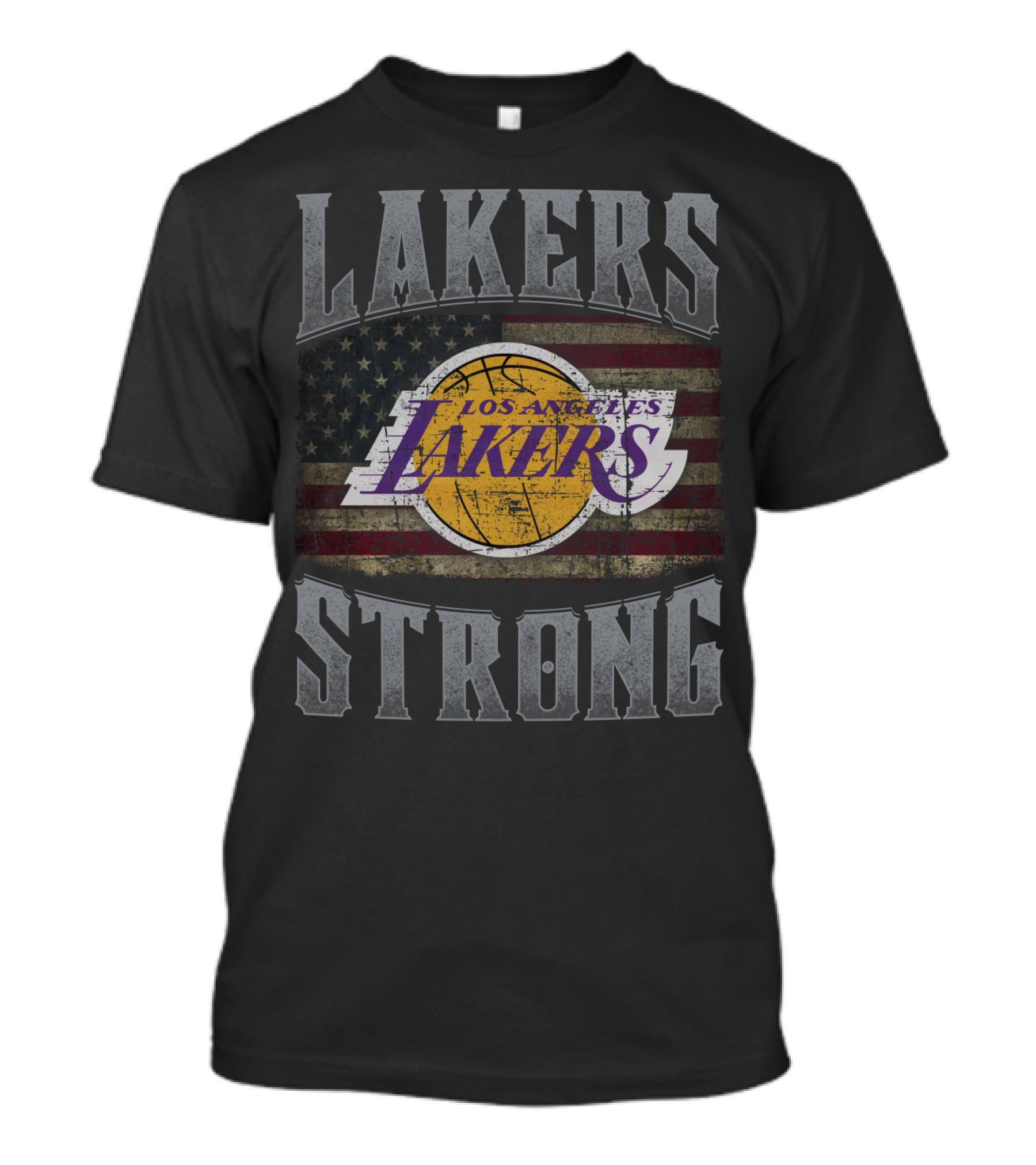 Lakers Strong Los Angeles Lakers Usa Flag Vintage Style T-Shirt