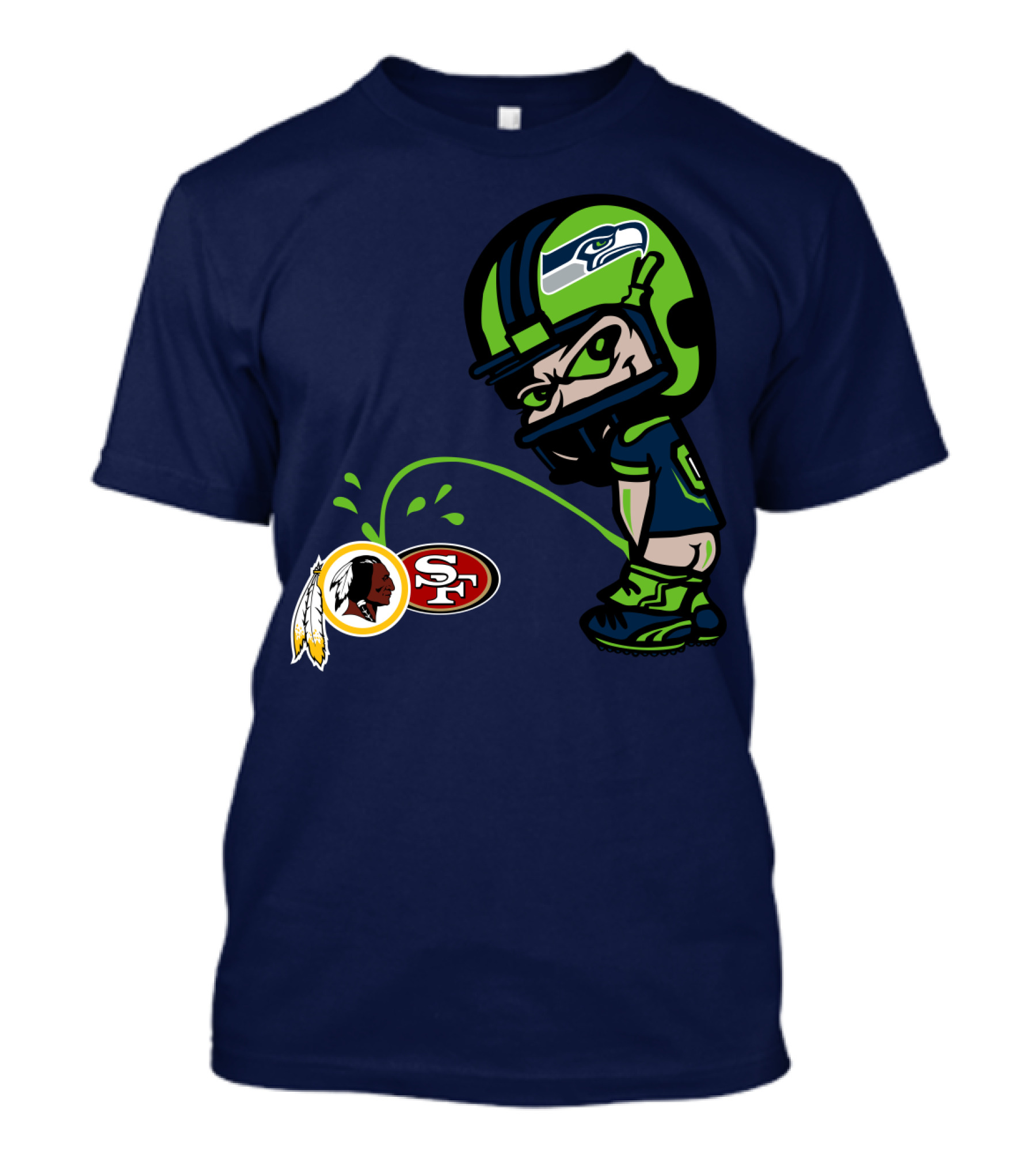 Seattle Seahawks Helmet Character Rival Teams Logos T-Shirt