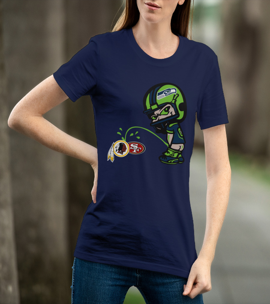 Seattle Seahawks Helmet Character Rival Teams Logos T-Shirt