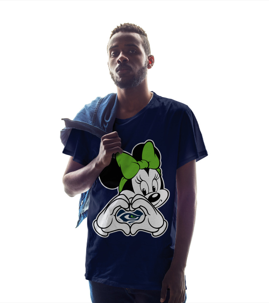 Minnie Mouse Heart Hands Seattle Seahawks T-Shirt
