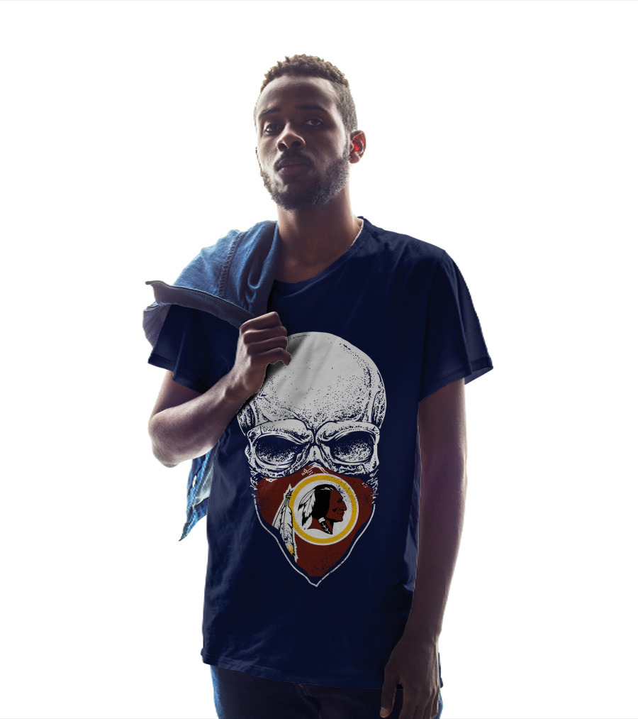Skull With Washington Redskins Logo Bandana T-Shirt
