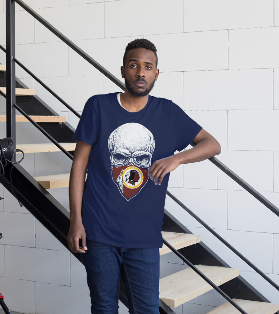 Skull With Washington Redskins Logo Bandana T-Shirt