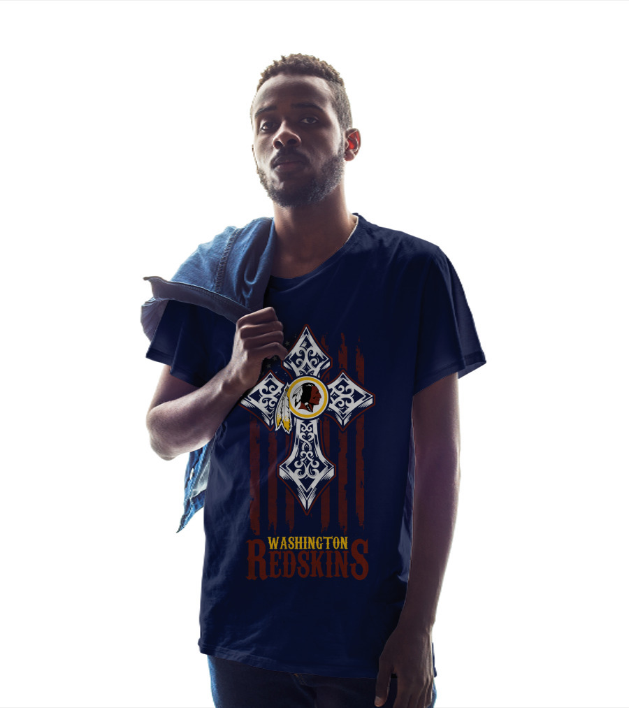 Washington Redskins Cross American Flag T-Shirt