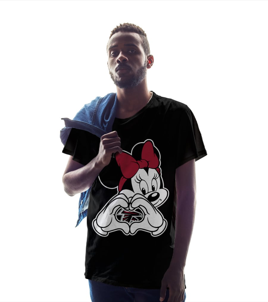 Minnie Mouse Atlanta Falcons Heart Hands T-Shirt