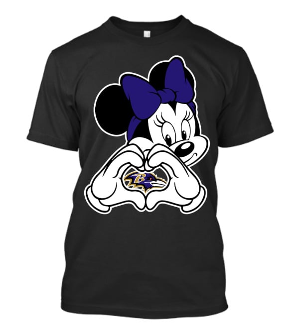 Minnie Mouse Heart Hands Baltimore Ravens T-Shirt
