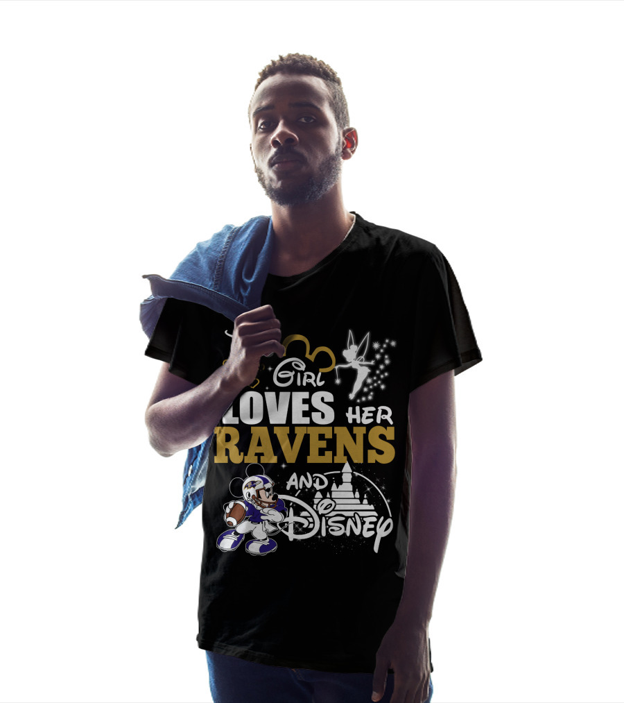 This Girl Loves Her Ravens And Disney T-Shirt