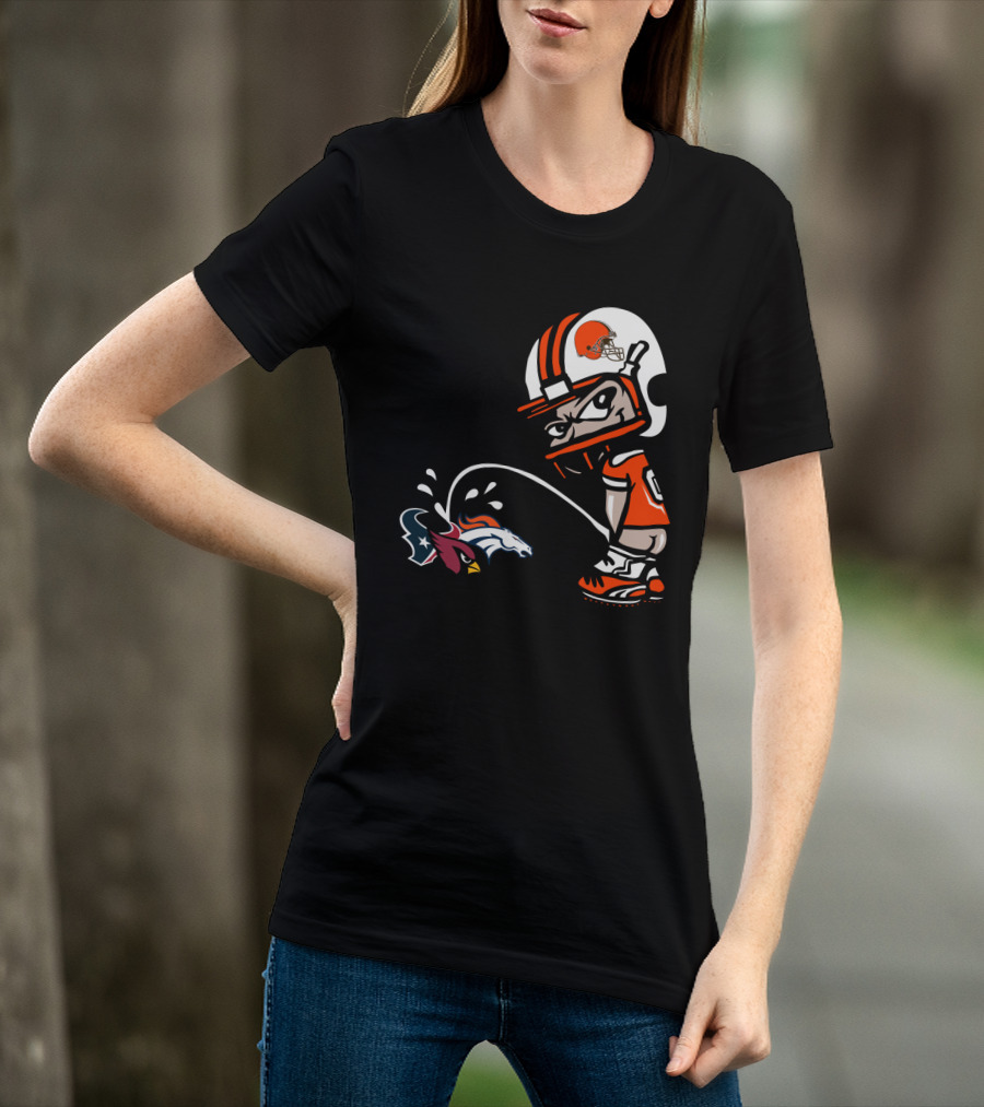 Cleveland Browns Player Humorous Rival Team Logos Interaction T-Shirt