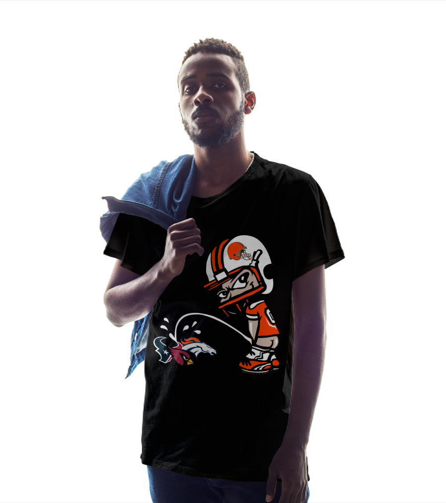 Cleveland Browns Player Humorous Rival Team Logos Interaction T-Shirt