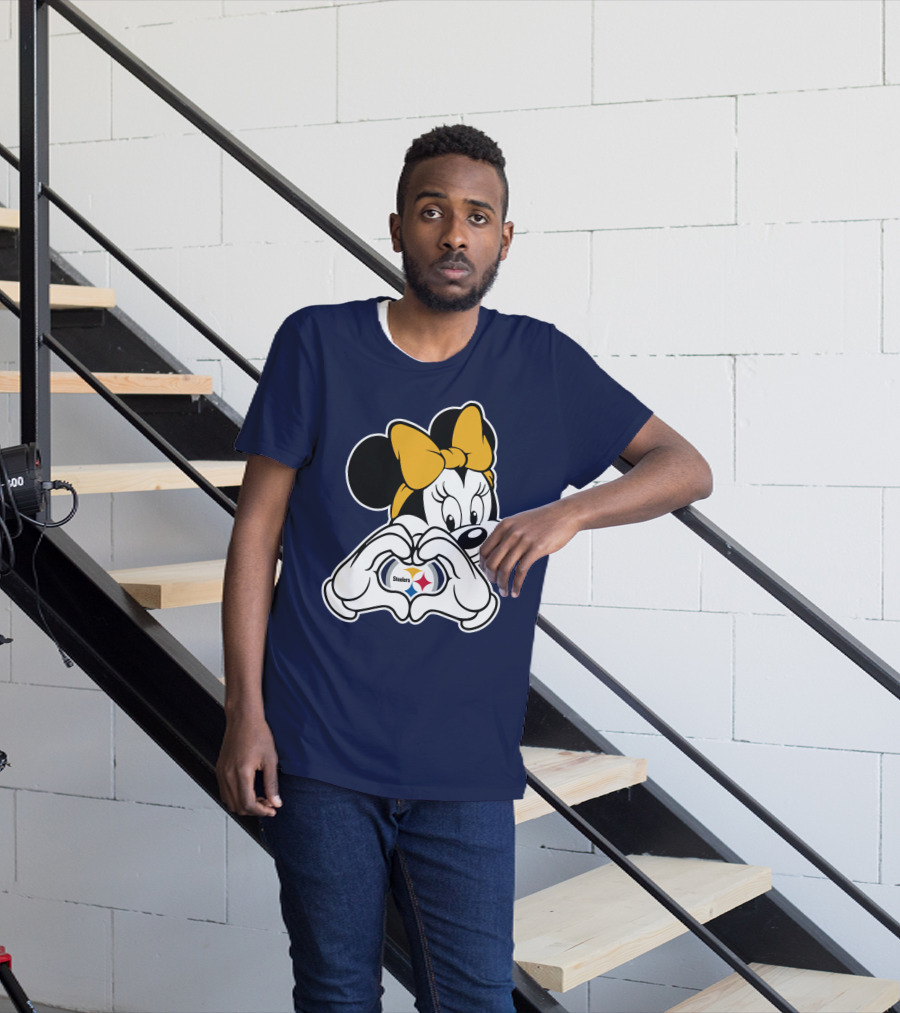 Minnie Mouse Heart Hands Steelers Logo Pittsburgh Steelers T-Shirt