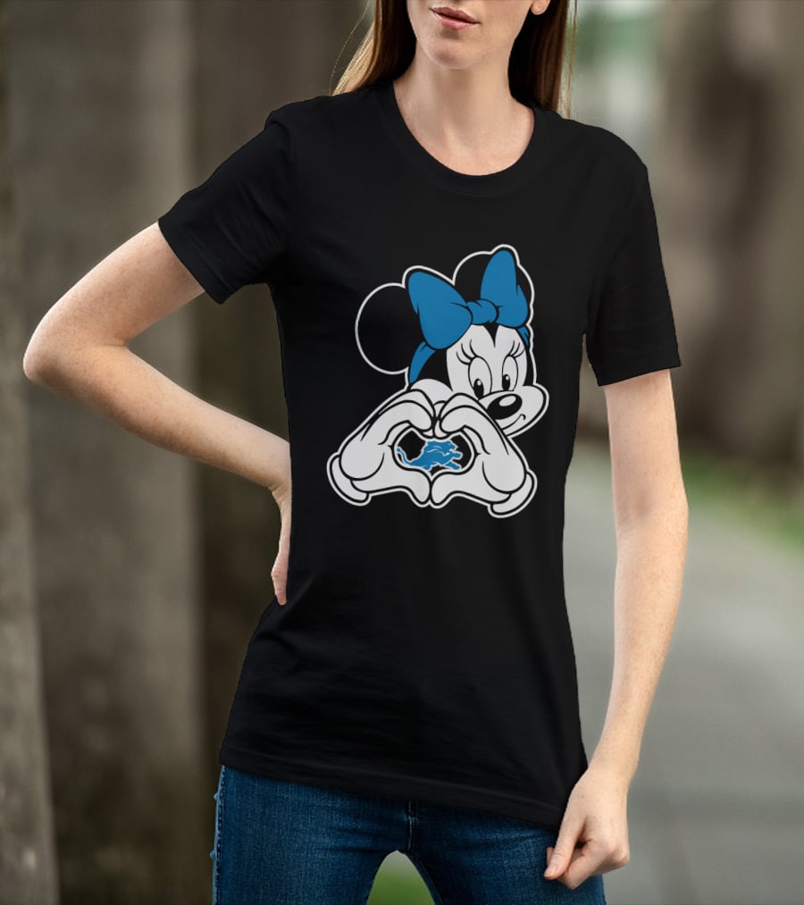 Detroit Lions Minnie Mouse Heart Hands T-Shirt