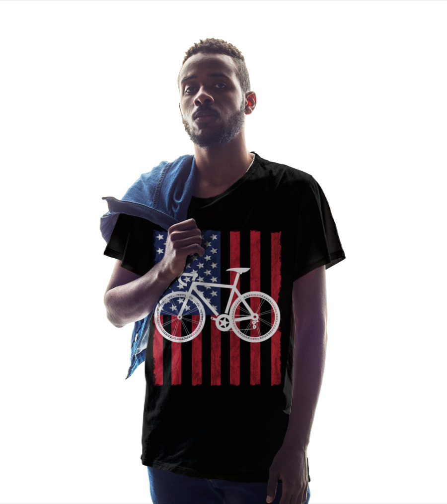 USA Flag Bicycle T-Shirt