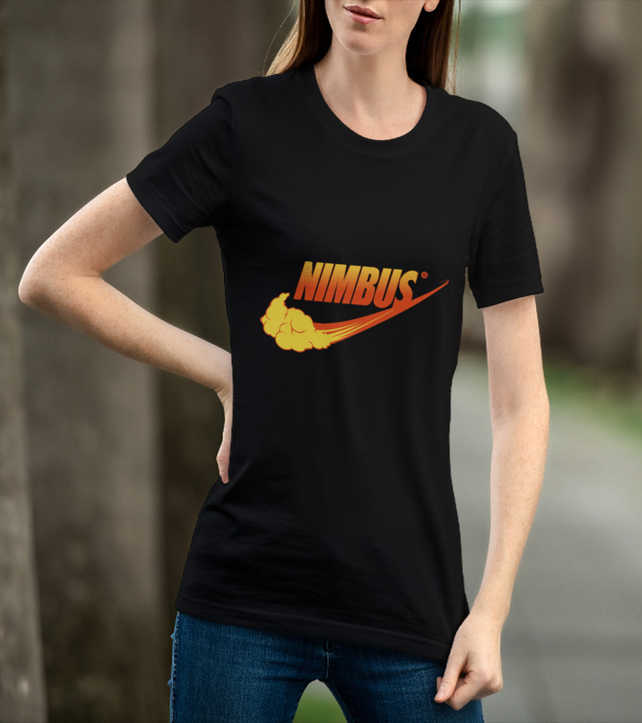 Nimbus Cloud Swoosh Orange Text T-Shirt